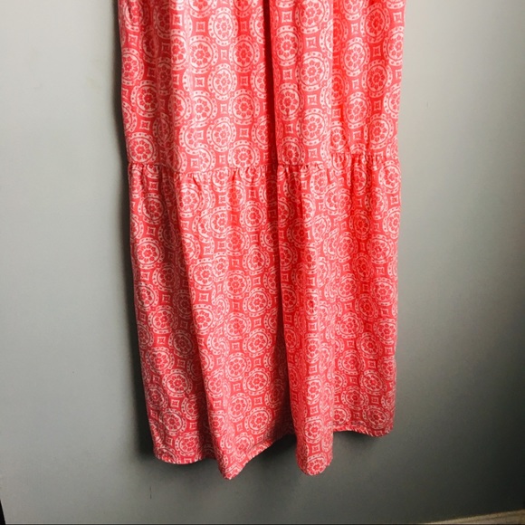 Coral and White Sleeveless Maxi Dress - Picture 4 of 5